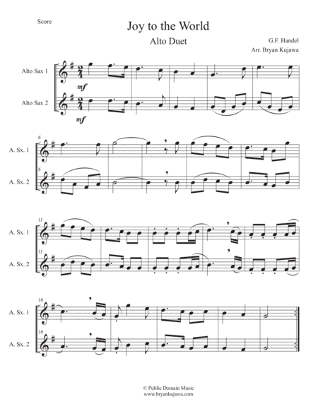 Joy to the World - Alto Sax Duet (arr. Bryan Kujawa)
