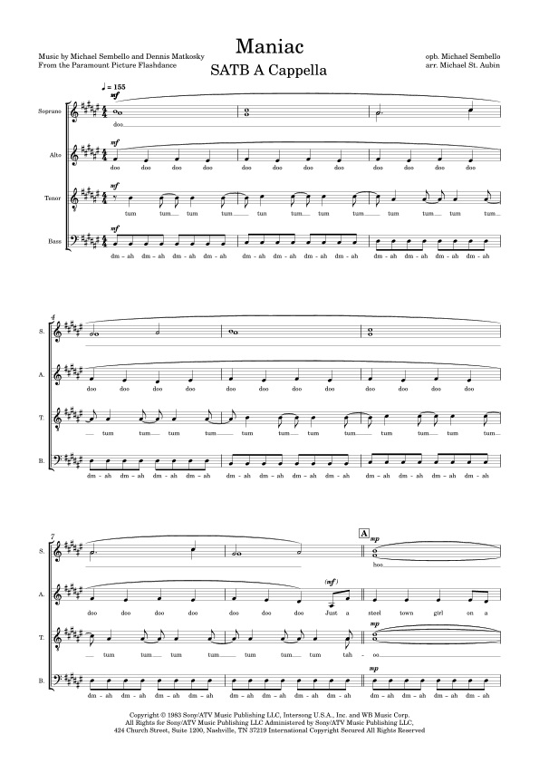 Maniac (arr. Michael St. Aubin)