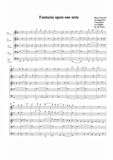Fantazia upon one note (arrangement for 5 recorders (AATBgB)) (arr. Gil Garty)