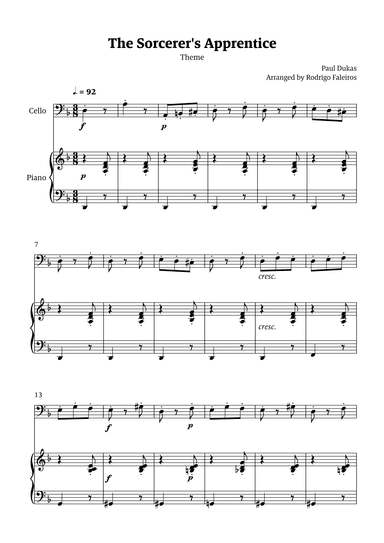 The Sorcerer's Apprentice theme (arr. Rodrigo Faleiros)