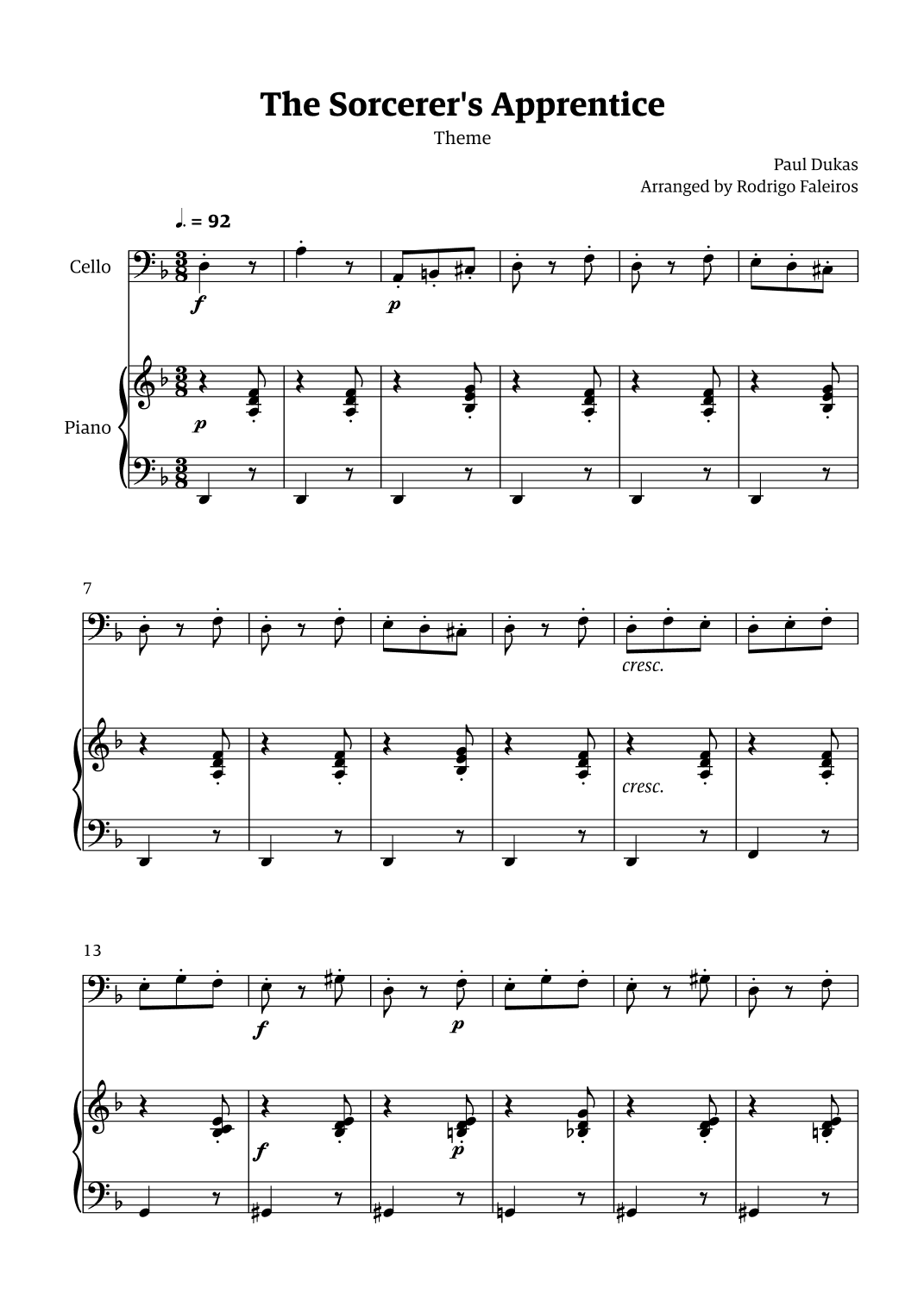 The Sorcerer's Apprentice theme (arr. Rodrigo Faleiros)