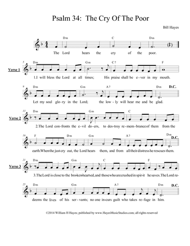 Psalm 34:  The Lord Hears The Cry Of The Poor - leadsheet