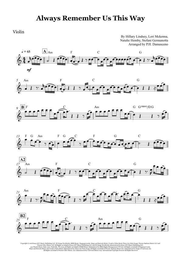 Always Remember Us This Way (arr. P.H. Damasceno)