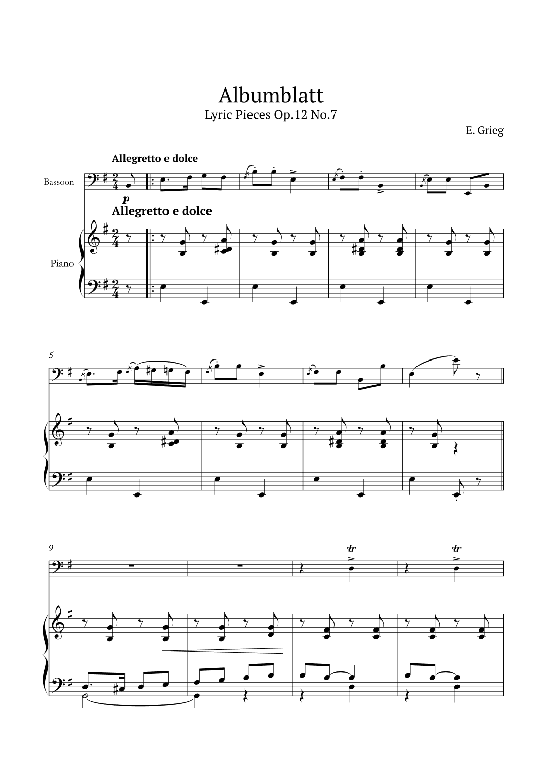 Lyric Pieces Op.12 No.7 (arr. André Nusa)
