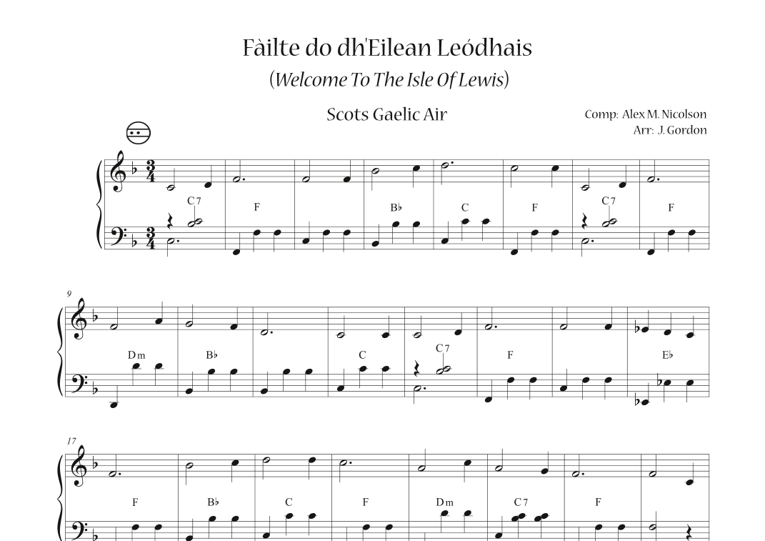 Fàilte do dh' Eilean Leódhais (Welcome to the Isle of Lewis) (arr. Julia Gordon)