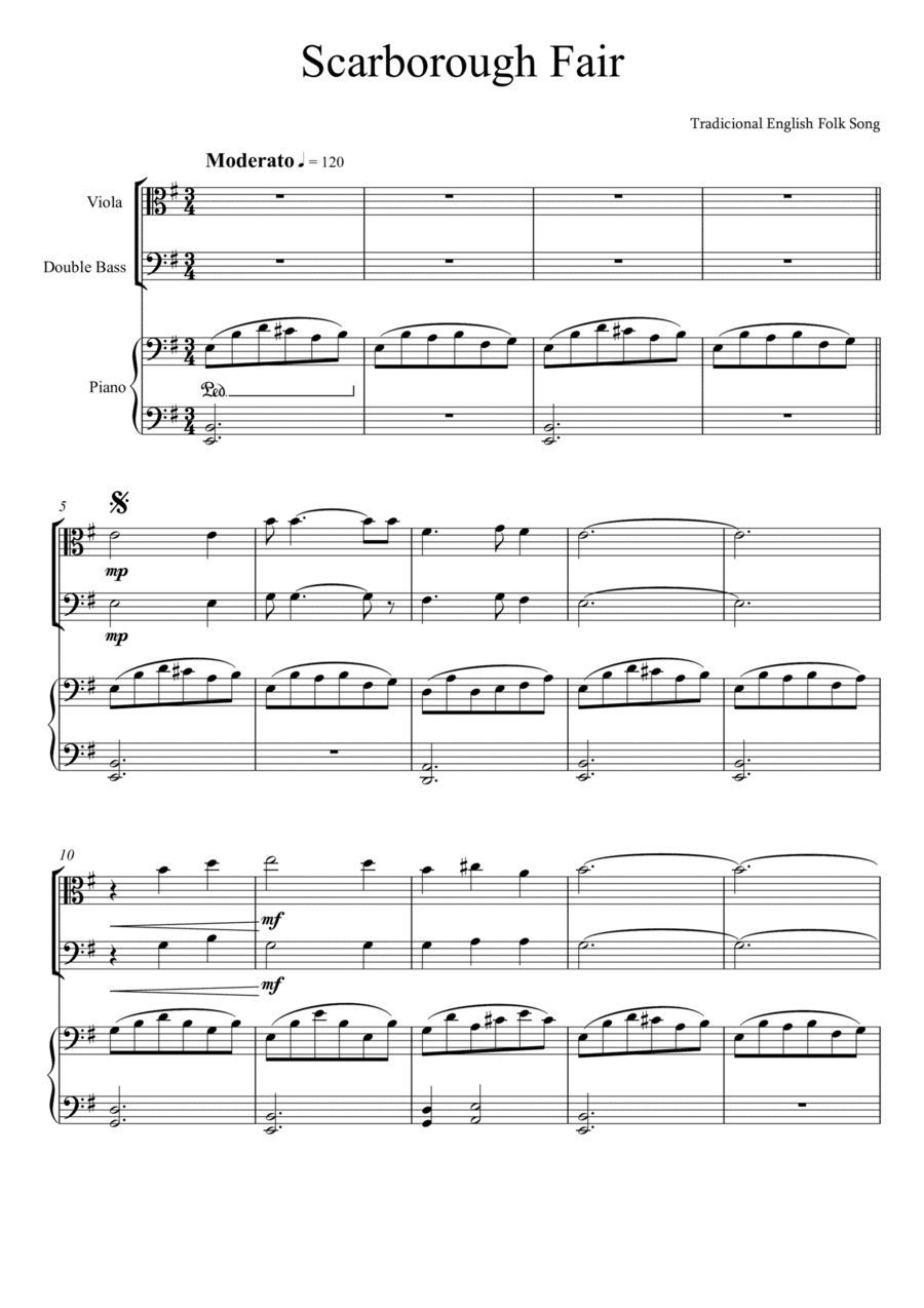 Scarborough Fair - Traditional English Folk Song (Viola and Double Bass Duet) (arr. André Laitano)