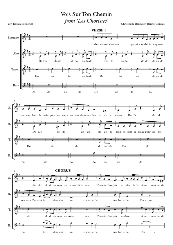 Vois Sur Ton Chemin (arr. Jessica Broderick)