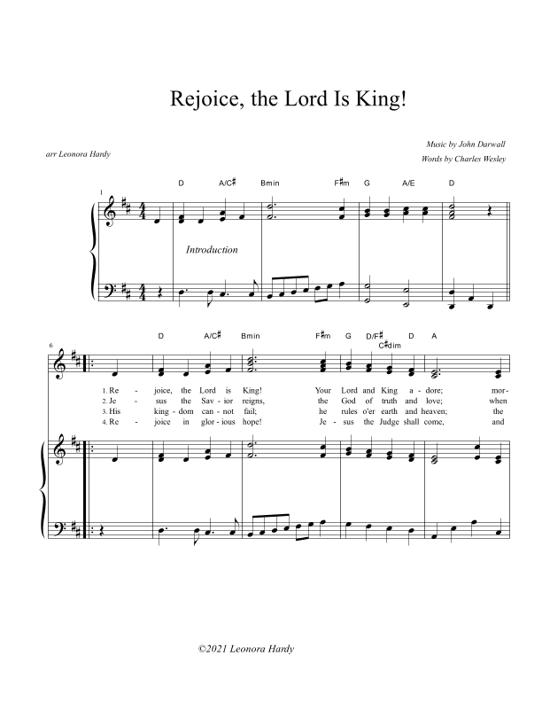 Rejoice, the Lord is King (arr. Leonora Hardy)