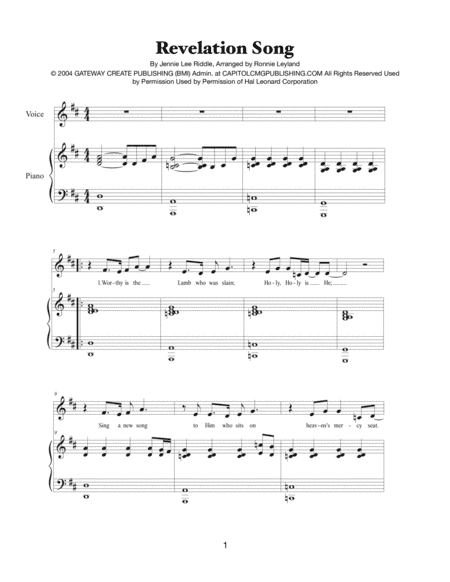 Revelation Song (arr. Ronnie Leyland)