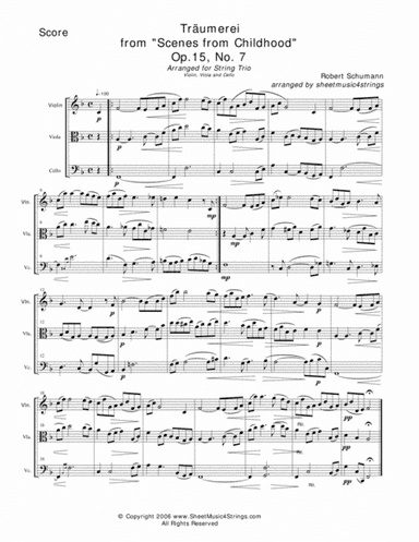 Schumann, R. - Traumerei for Violin, Viola and Cello (arr. Linda M. Scott)
