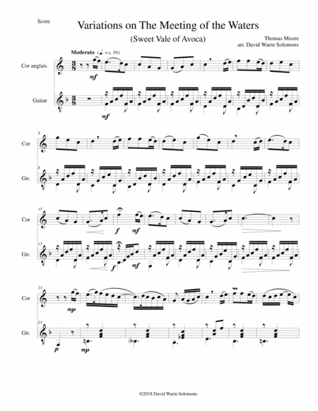 Variations on The meeting of the waters (Sweet Vale of Avoca) for cor anglais and guitar (arr. David Warin Solomons)