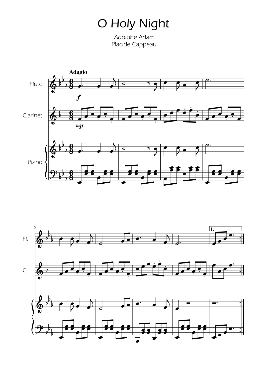 O Holy Night - Flute and Clarinet Duet w/ Piano (arr. Ygor Nunes)