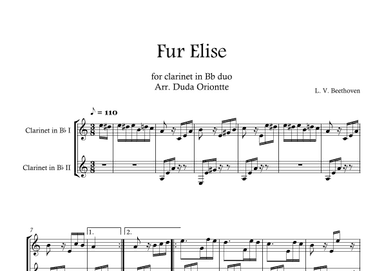 Fur Elise (for clarinet duo) (arr. Duda Oriontte)
