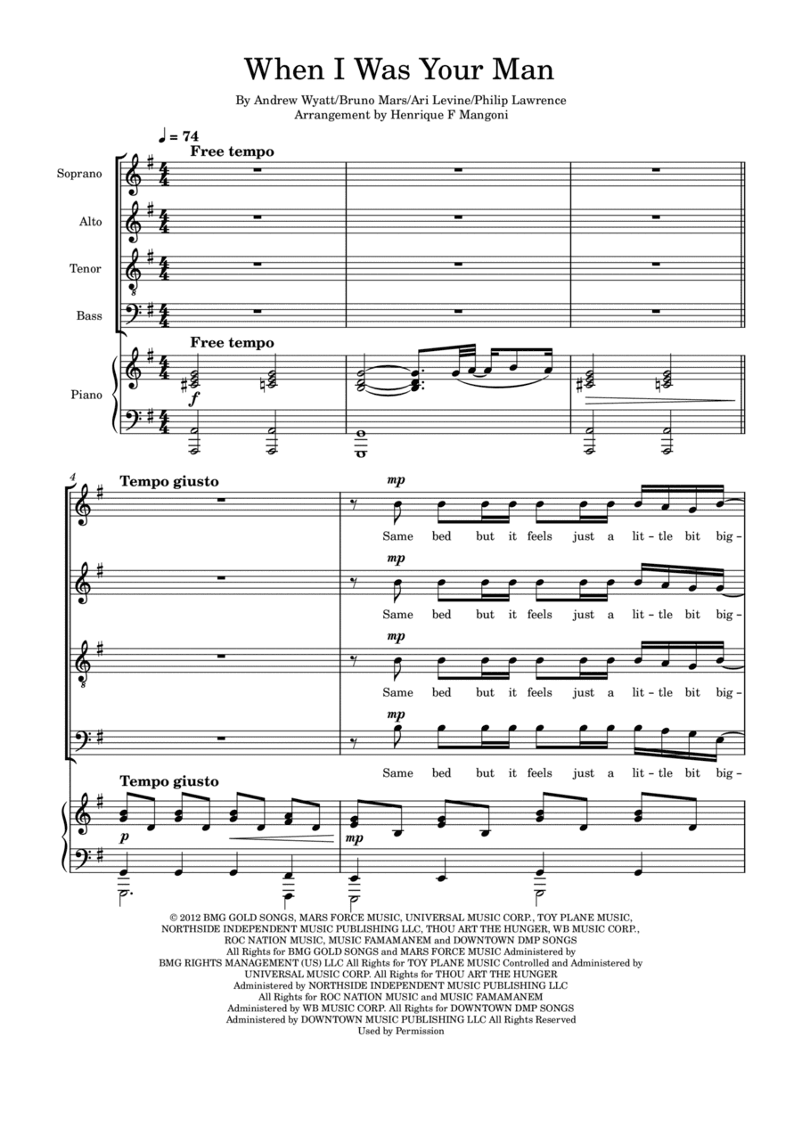 When I Was Your Man (arr. Henrique F Mangoni)