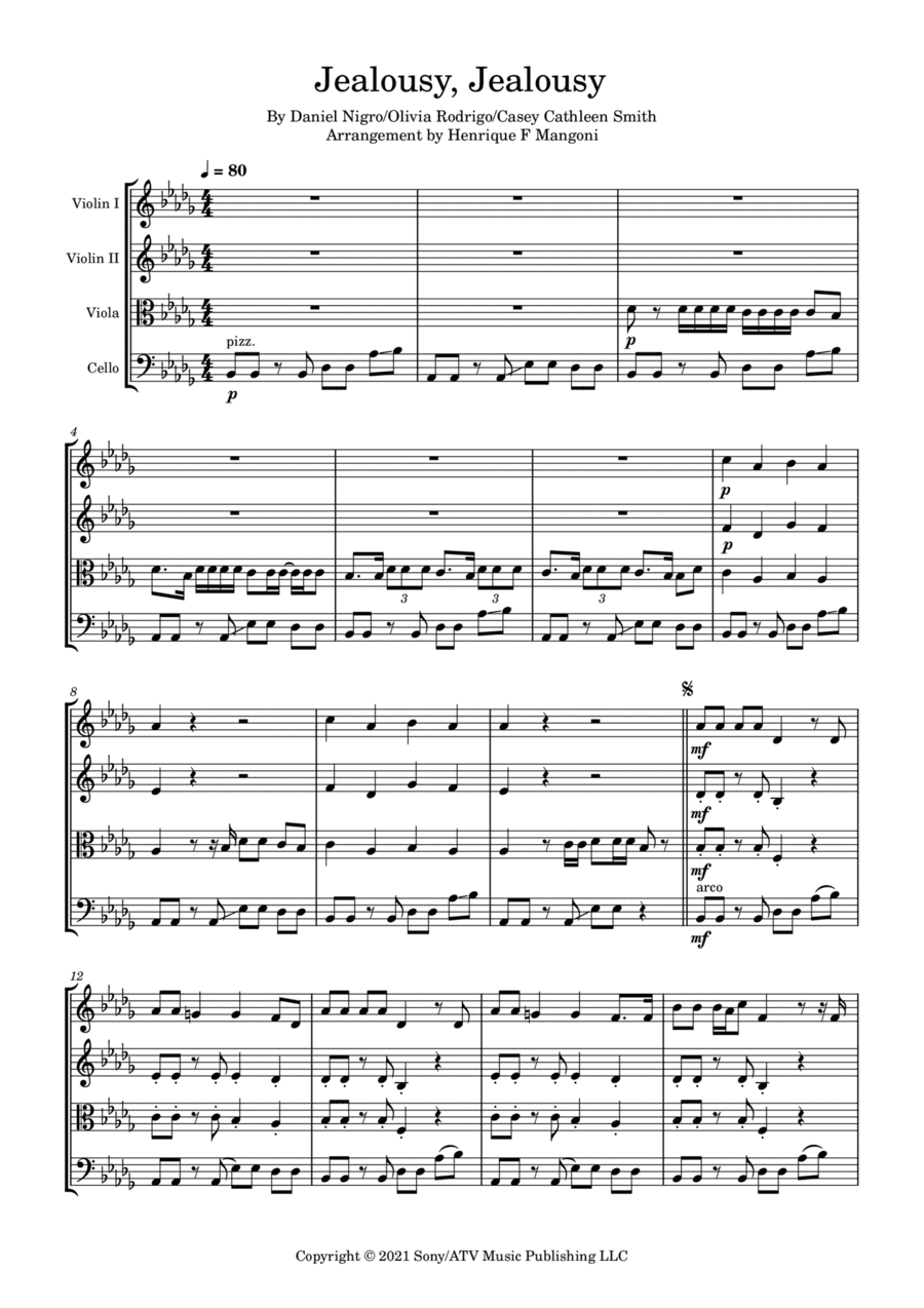 Jealousy, Jealousy (arr. Henrique F Mangoni)