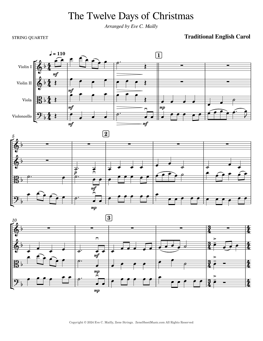 The Twelve Days of Christmas (arr. Eve C. Mailly - Zene Strings)