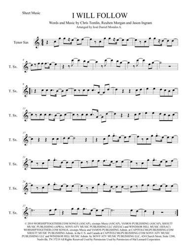 I Will Follow (arr. José Daniel Morales A.)