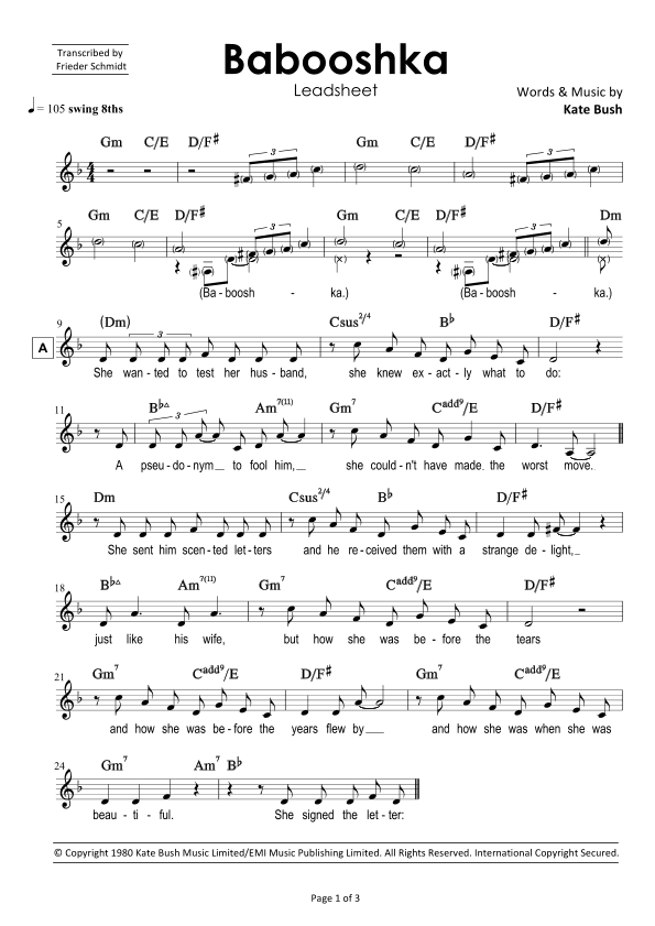 Babooshka (arr. Frieder Schmidt)
