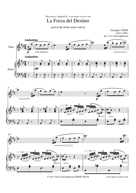 Verdi: Forza del Destino - Flute & Piano (arr. Anne L Christopherson GRSM ARCM)