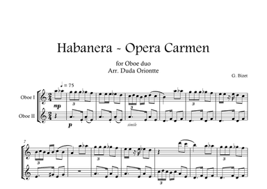 Carmen HABANERA - Bizet  ( Oboe DUO) Student (arr. Duda Oriontte)