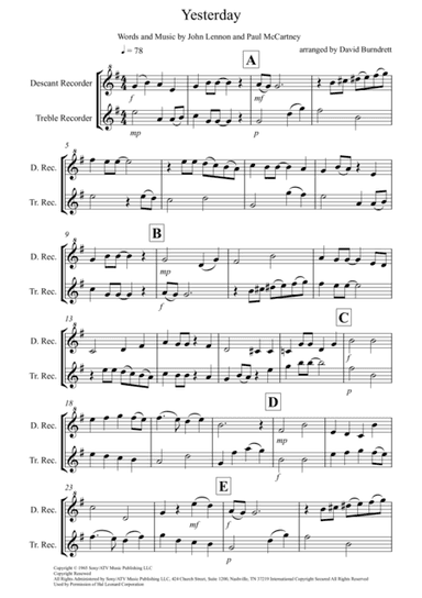 Yesterday (arr. David Burndrett)