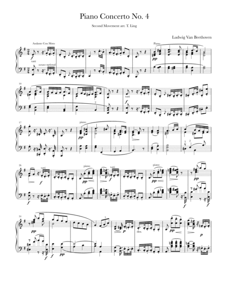 Beethoven 4th Piano Concerto in G Second Movement for piano solo with bonus piece "2020" (arr. Ling’s Link Publication)