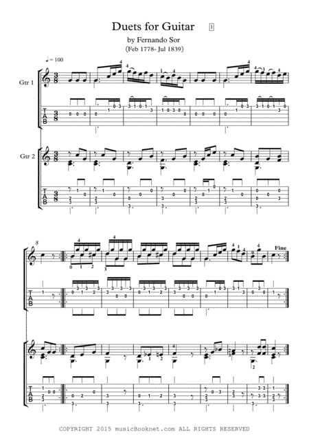 Guitar Duets by Fernando Sor (arr. musicBooknet)