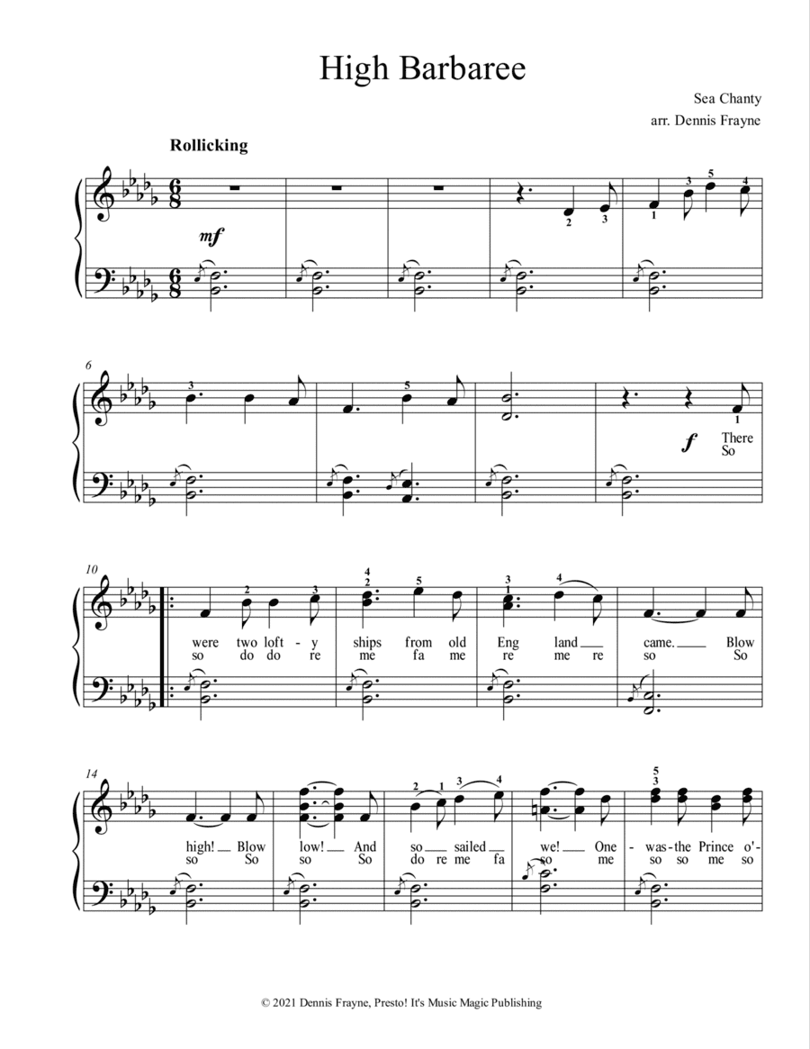High Barbaree (Sea Chanty) (arr. Dennis Frayne)
