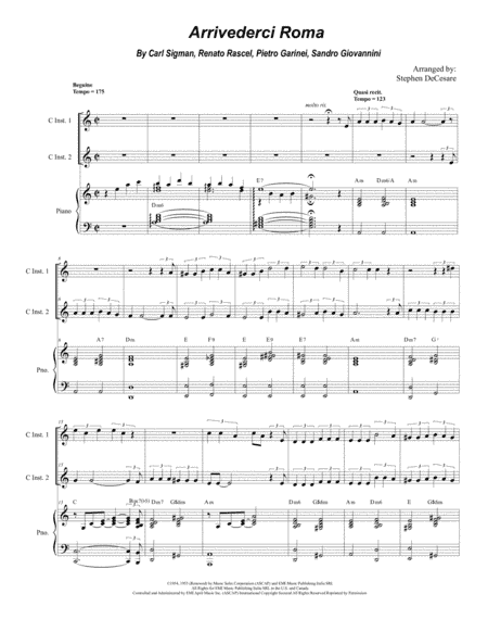 Arrivederci Roma (goodbye To Rome) (arr. Stephen DeCesare)