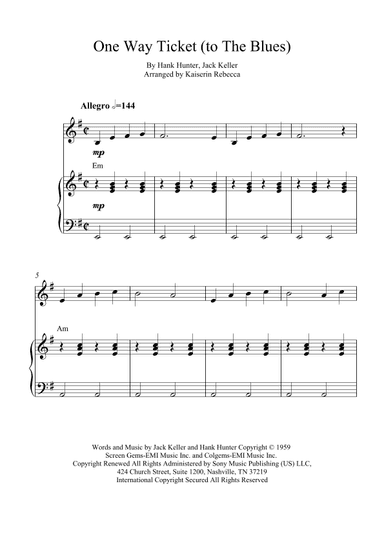 One Way Ticket (to The Blues) (arr. Kaiserin Rebecca)