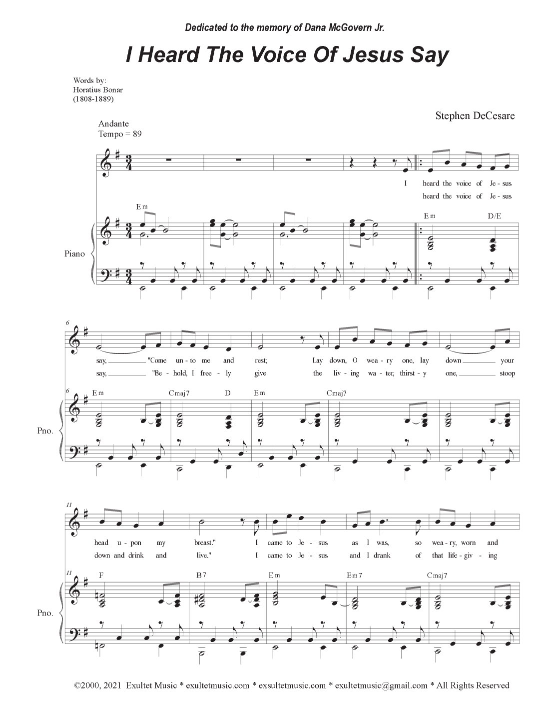 I Heard The Voice Of Jesus Say (Vocal solo - High Key)