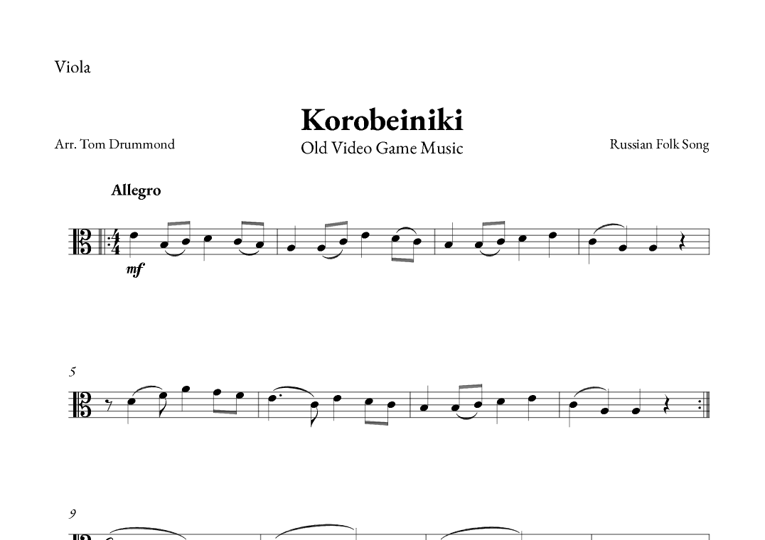 Korobeiniki (arr. Tom Drummond)