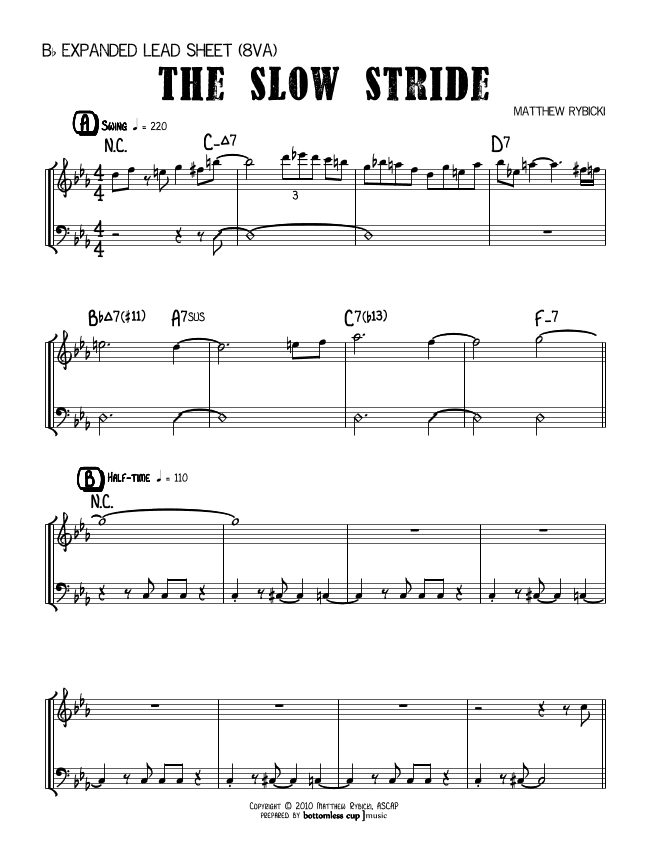 The Slow Stride (Bb Expanded Lead Sheet 8va)