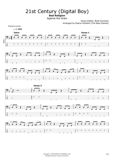 21st Century (digital Boy) (arr. The Bass Diaries)