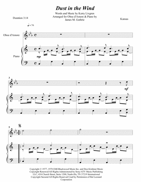 Dust In The Wind (arr. James M. Guthrie, ASCAP)