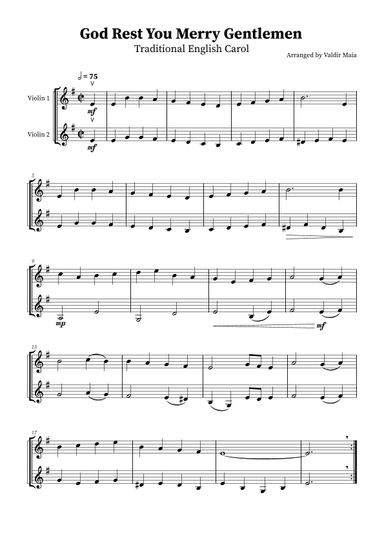 God Rest You Merry Gentlemen - Violin Duet (arr. Valdir Maia)