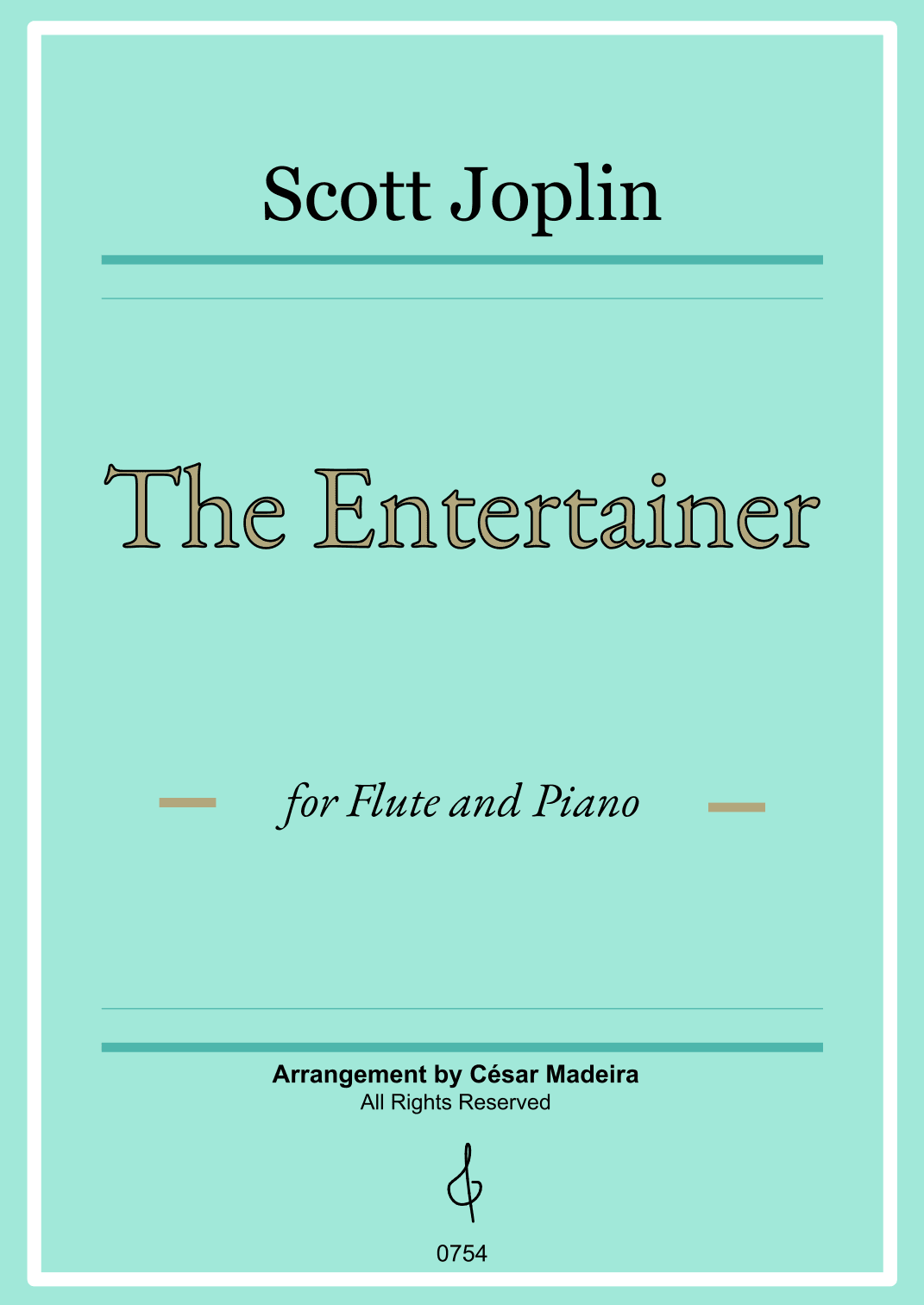 The Entertainer by Joplin - Flute and Piano (Full Score) (arr. César Madeira)