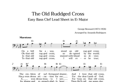The Old Rugged Cross in Eb Major - Easy Bass Clef Lead Sheet (arr. Amanda Cerqueira Rodrigues)
