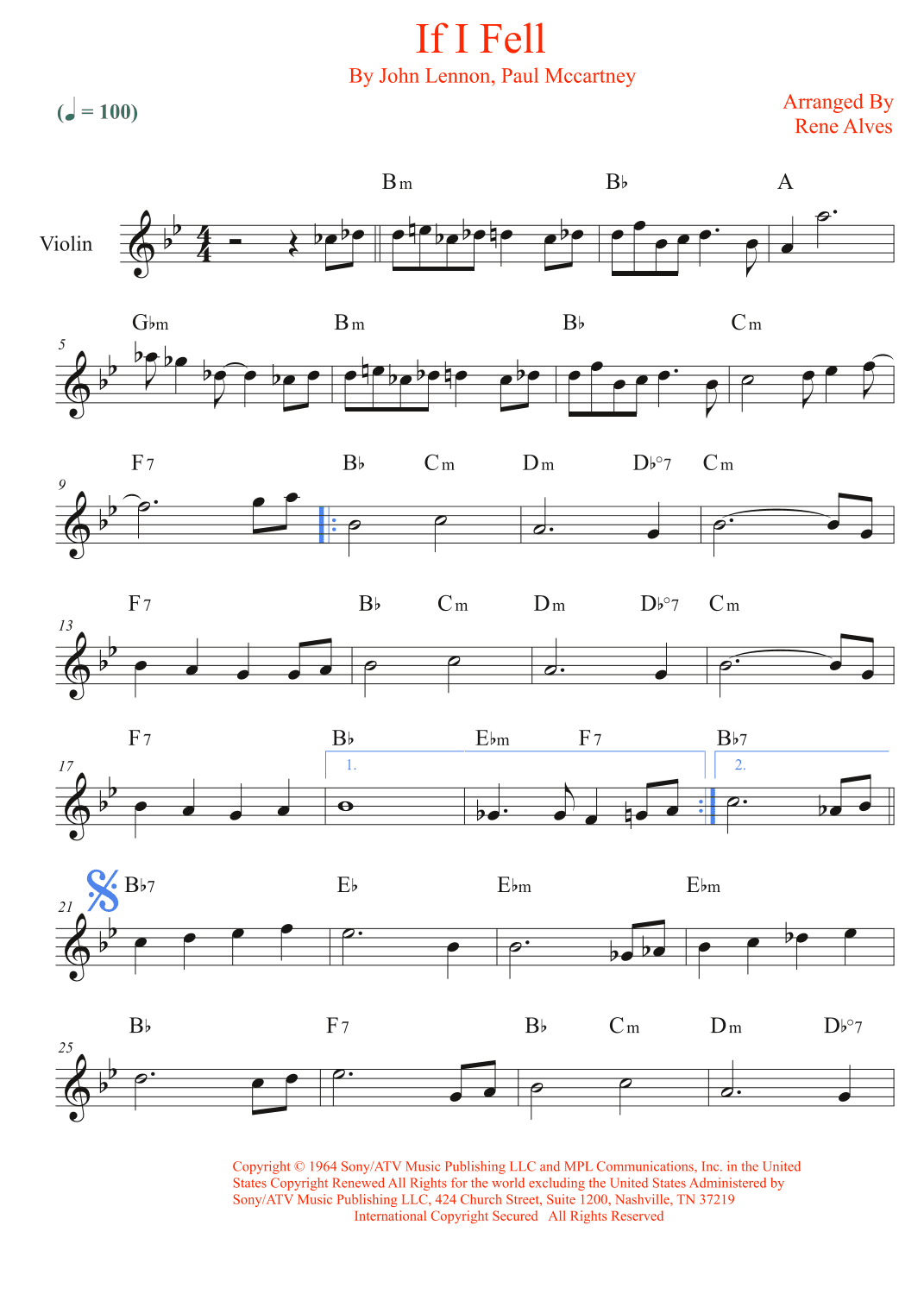 If I Fell (arr. Rene Alves)