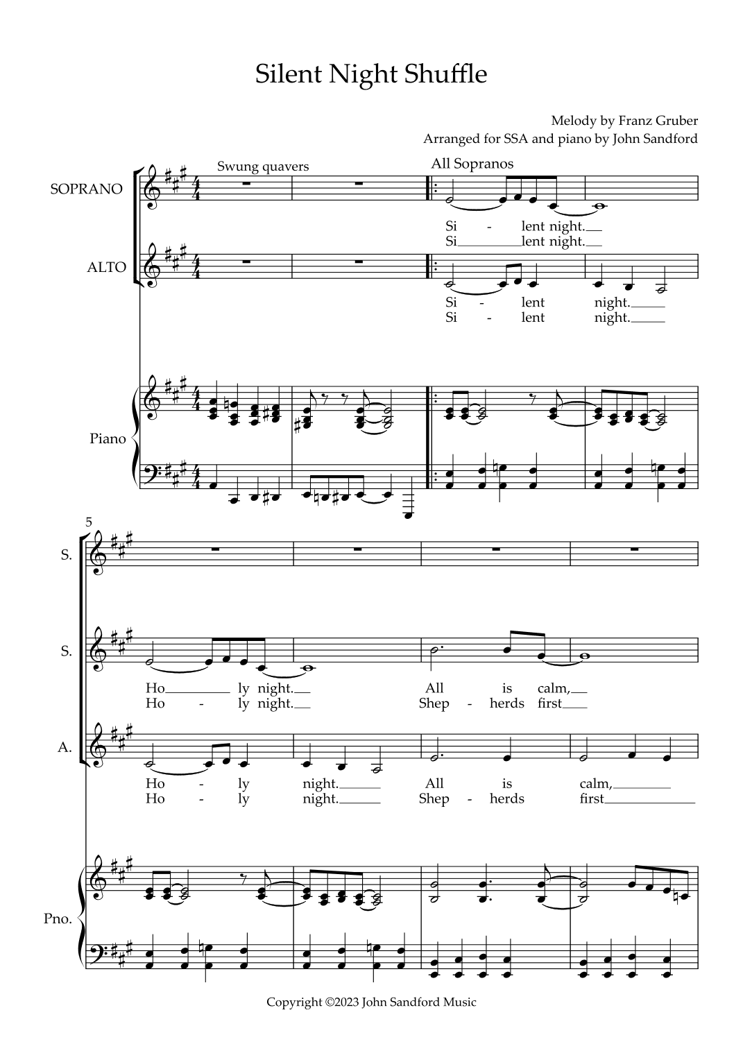 Silent Night Shuffle (arr. John Sandford)