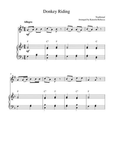 Donkey Riding (for tenor saxophone solo and piano accompaniment) (arr. Kaiserin Rebecca)