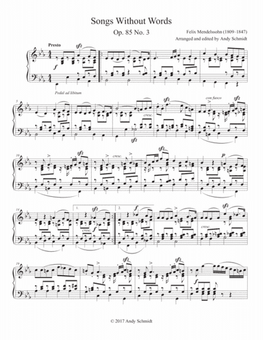 Songs Without Words, Op. 85 No. 3 (arr. Andy Schmidt)