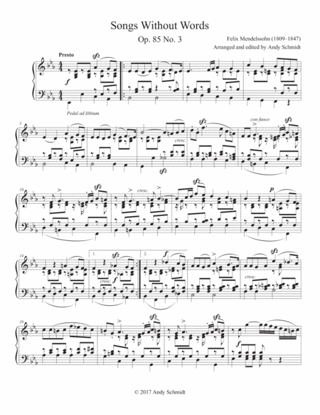 Songs Without Words, Op. 85 No. 3 (arr. Andy Schmidt)