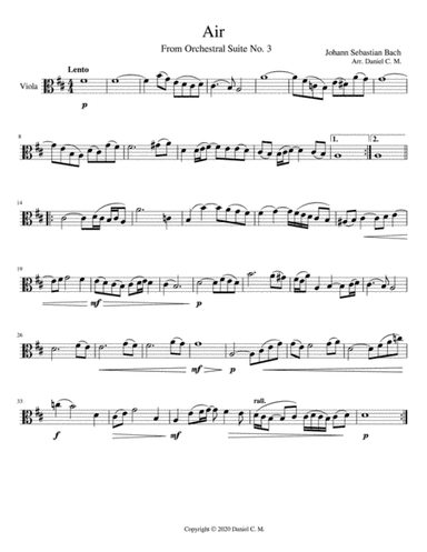 Air for viola and piano (simplified) (arr. Daniel C. M.)