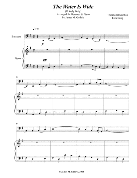 The Water is Wide for Bassoon & Piano (arr. James M. Guthrie)