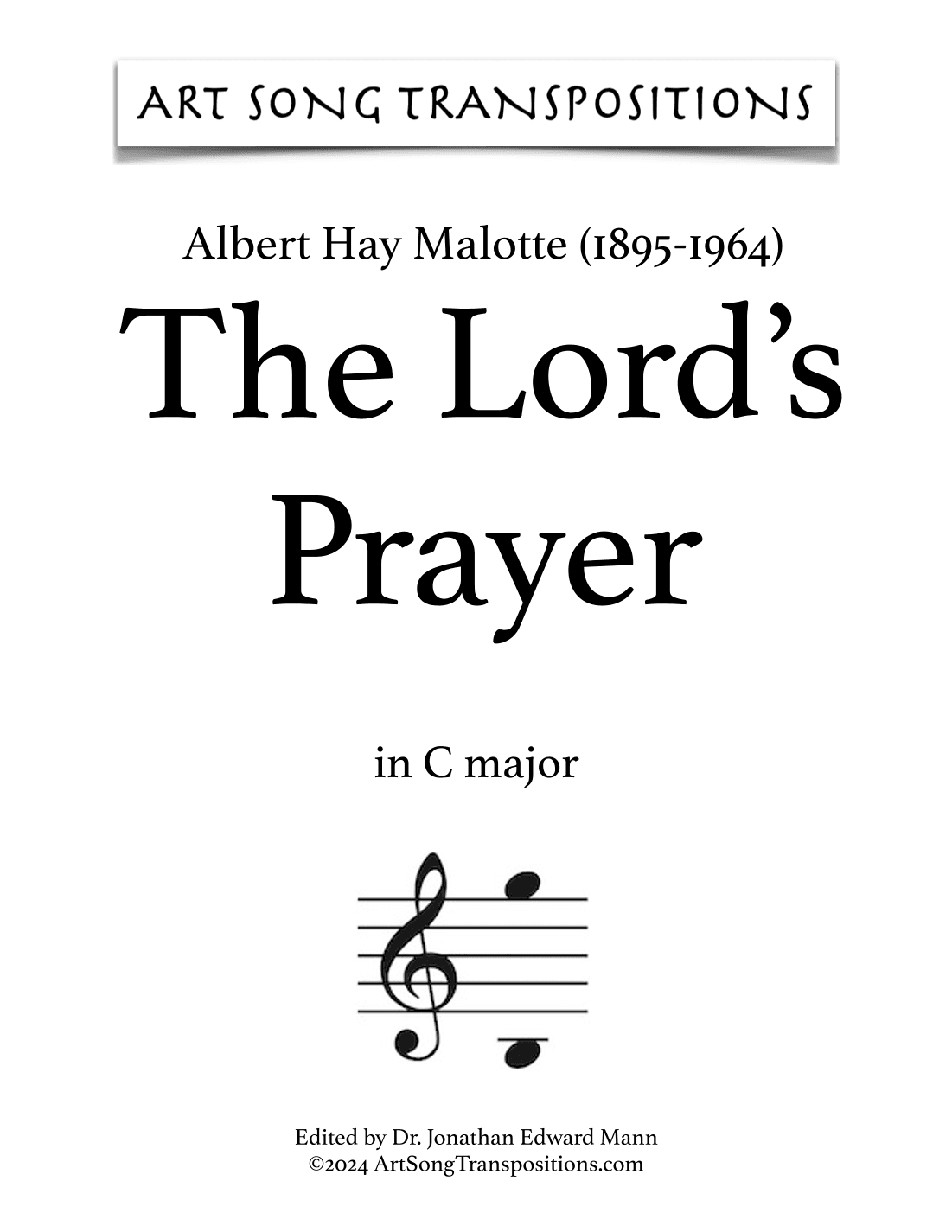 The Lord's Prayer (arr. ArtSongTranspositions.com)