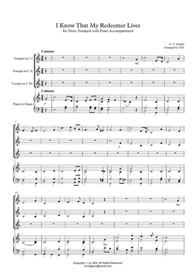 HYMN FOR TRUMPET TRIO - I Know That My Redeemer Lives (arr. JEK)