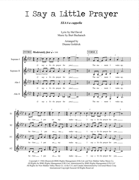 I Say A Little Prayer (arr. Dianne Goldrick)