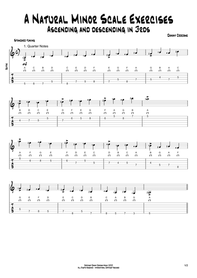 A Natural Minor Scale Exercises - Ascending and Descending in 3rds