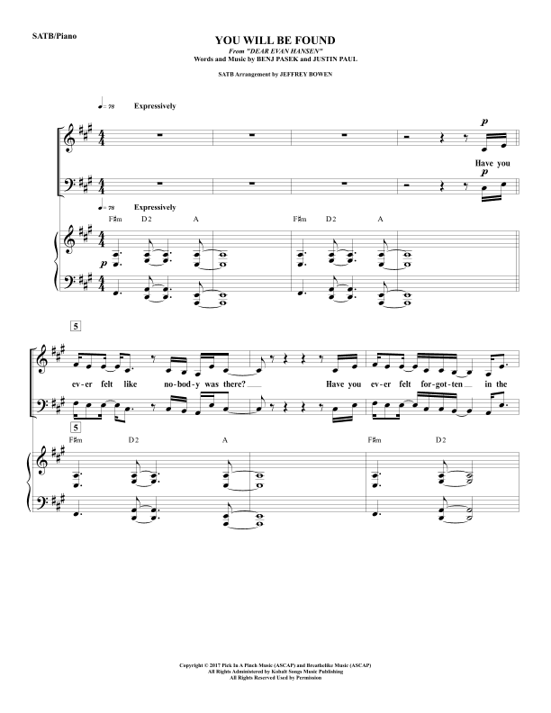 You Will Be Found (arr. Jeffrey Bowen)